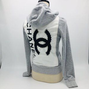 CHANEL x Juicy Couture Studded Gray Zip-Up Hoodie